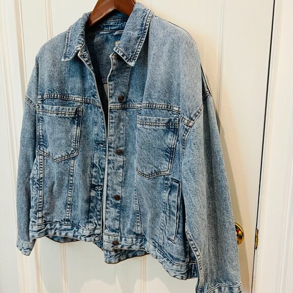 Free People Women's Denim Jacket Blue Cotton Blend Rumors Size L - We The Free - Picture 13 of 16